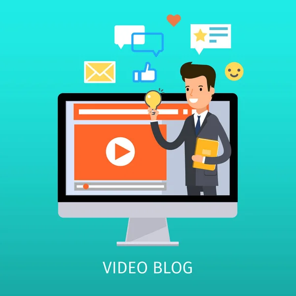 Koncept video blogování — Stockový vektor