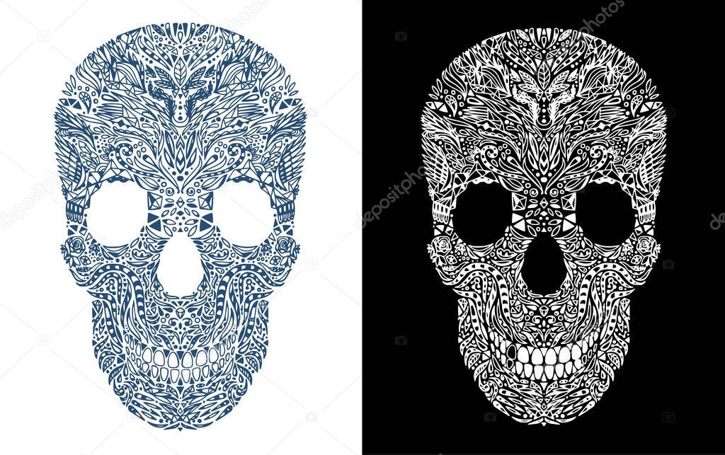 Black and White Tattoo Skull