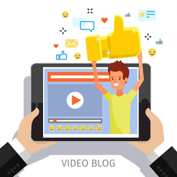 Video blogolás fogalmának. — Stock Vector