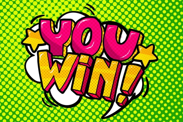 You Win Message in pop art style — Stock Vector