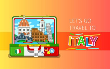 Seyahat veya İtalyanca eğitim kavramı.