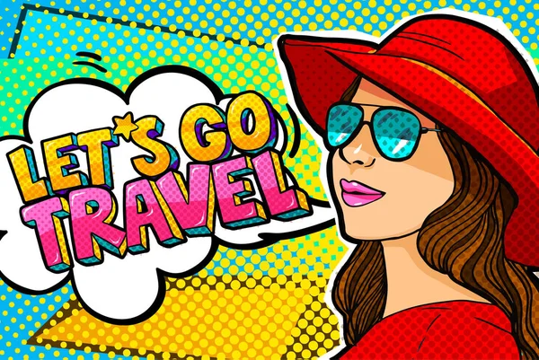 Vamos viajar Mensagem em estilo pop art —  Vetores de Stock