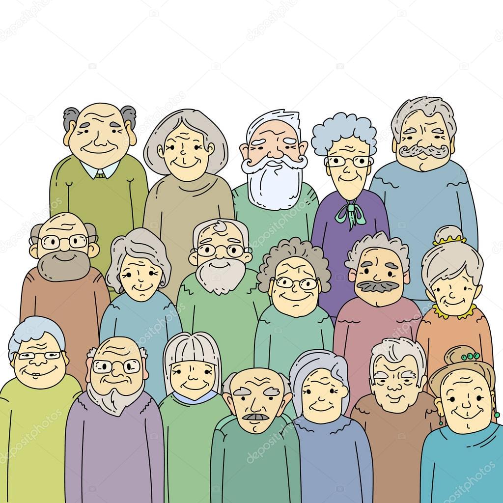 Hand drawn old people