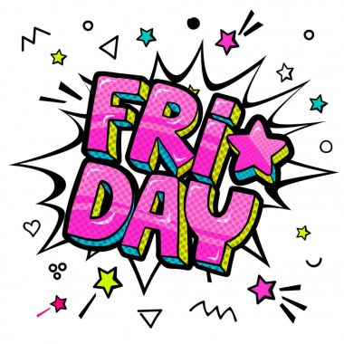 Cuma hafta gün pop sanat vektör tarzı yazı.