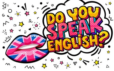 İngiliz bayrağı dudakları ile konuşma balonu 