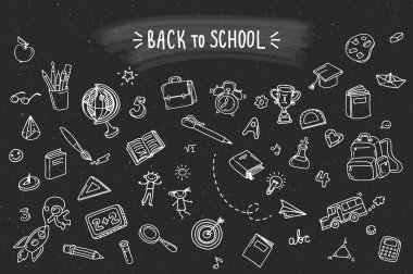 Serbest çizim okul öğeleri 