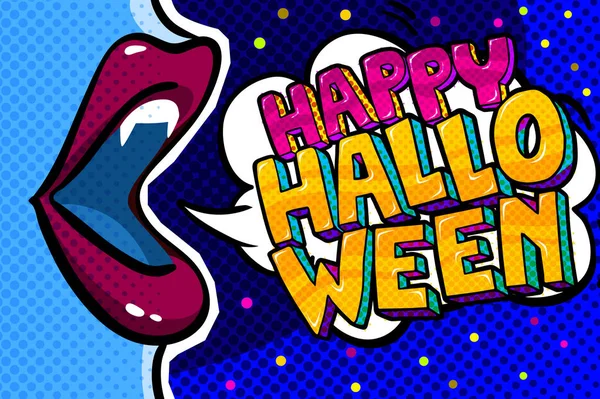 Boca aberta e mensagem Feliz Halloween —  Vetores de Stock