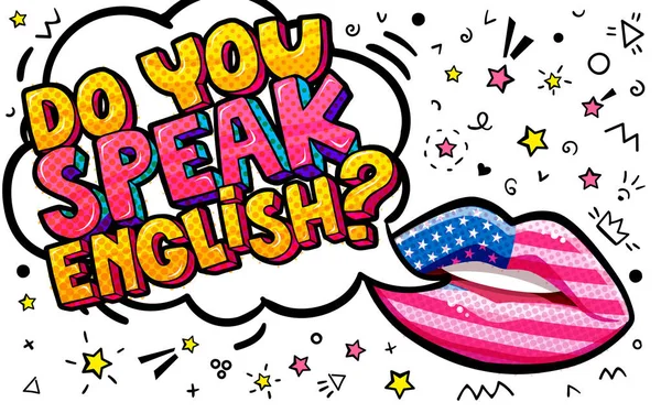 Speech bubble with american flag lips — Stock Vector