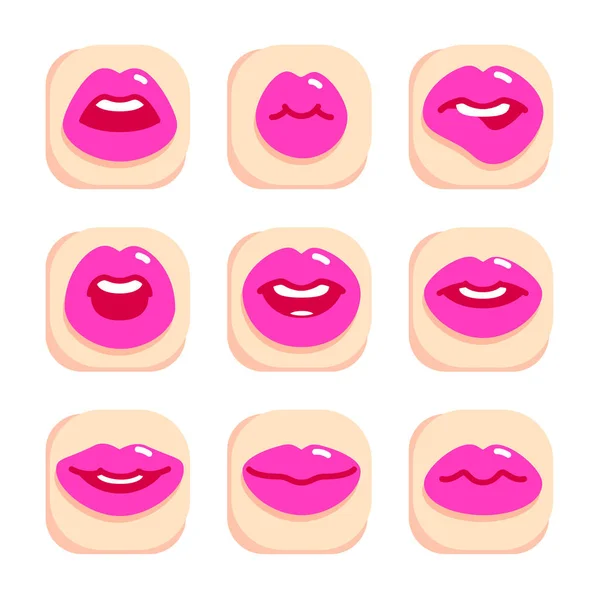 Female pink lips gestures — Stock Vector