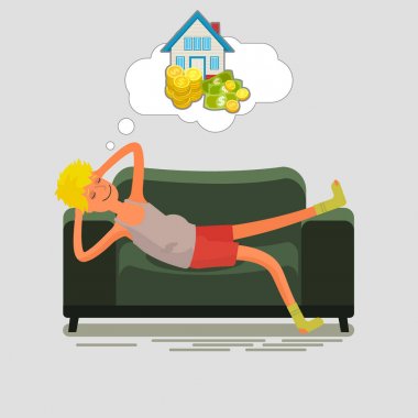 Zavallı adam kanepede yatan