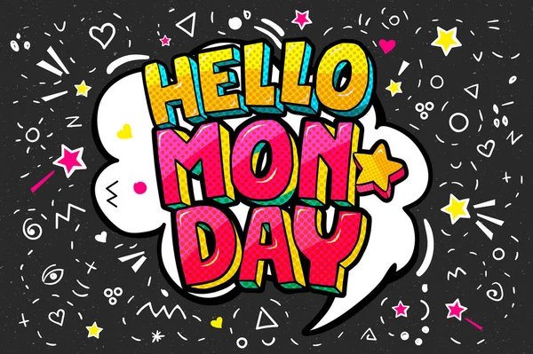 Lettering Hello Monday message — Stock Vector