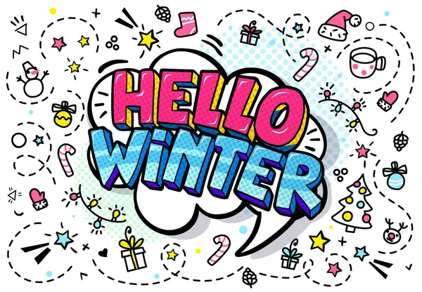 Hello Winter word bubble. — Vector de stoc