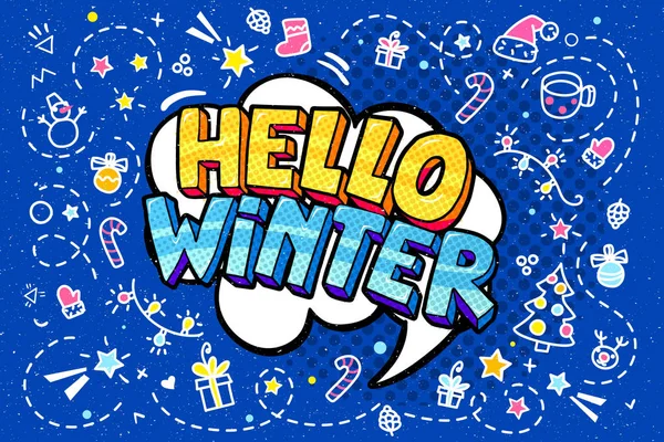 Hello Winter word bubble. — Vector de stoc