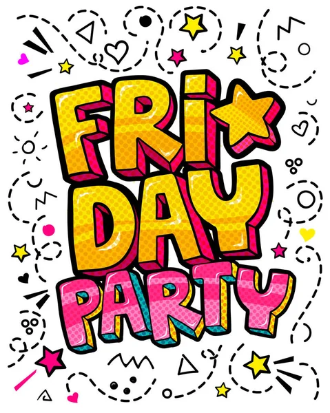 Lettering Friday Party Vector Style — Stock Vector