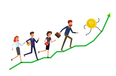 Bitcoin için çalışan iş adamları. 
