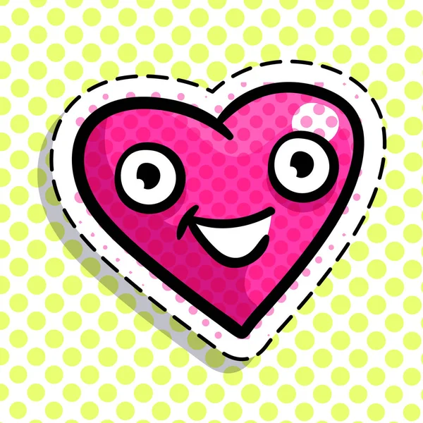 Рожеве Усміхнене Серце Фоні Крапок — стоковий вектор