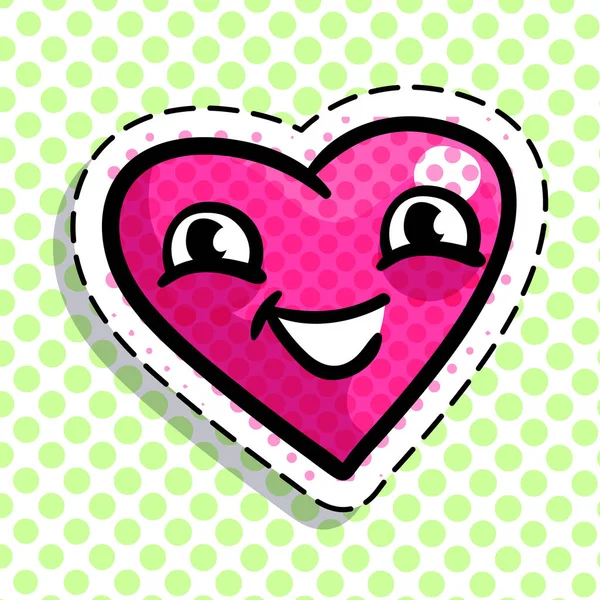 Corazón Sonriente Rosa Sobre Fondo Puntos — Vector de stock