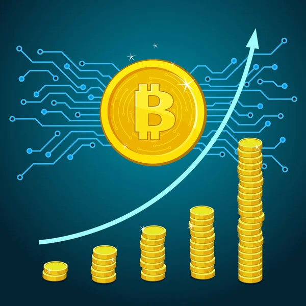Bitcoin Фінансової Системи Вирощування Векторні Ілюстрації — стоковий вектор