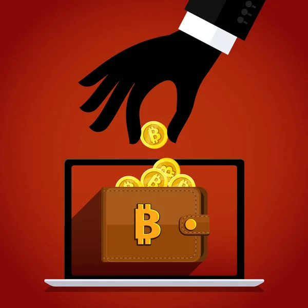 Κλέφτης Κλέβει Bitcoins Εικονογράφηση Διάνυσμα — Διανυσματικό Αρχείο