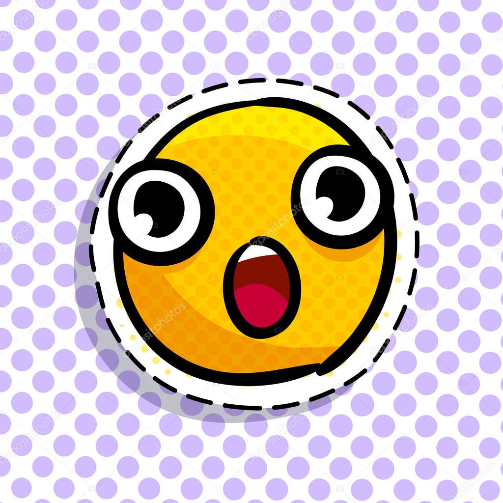 Yellow wondered smiley on dots background.
