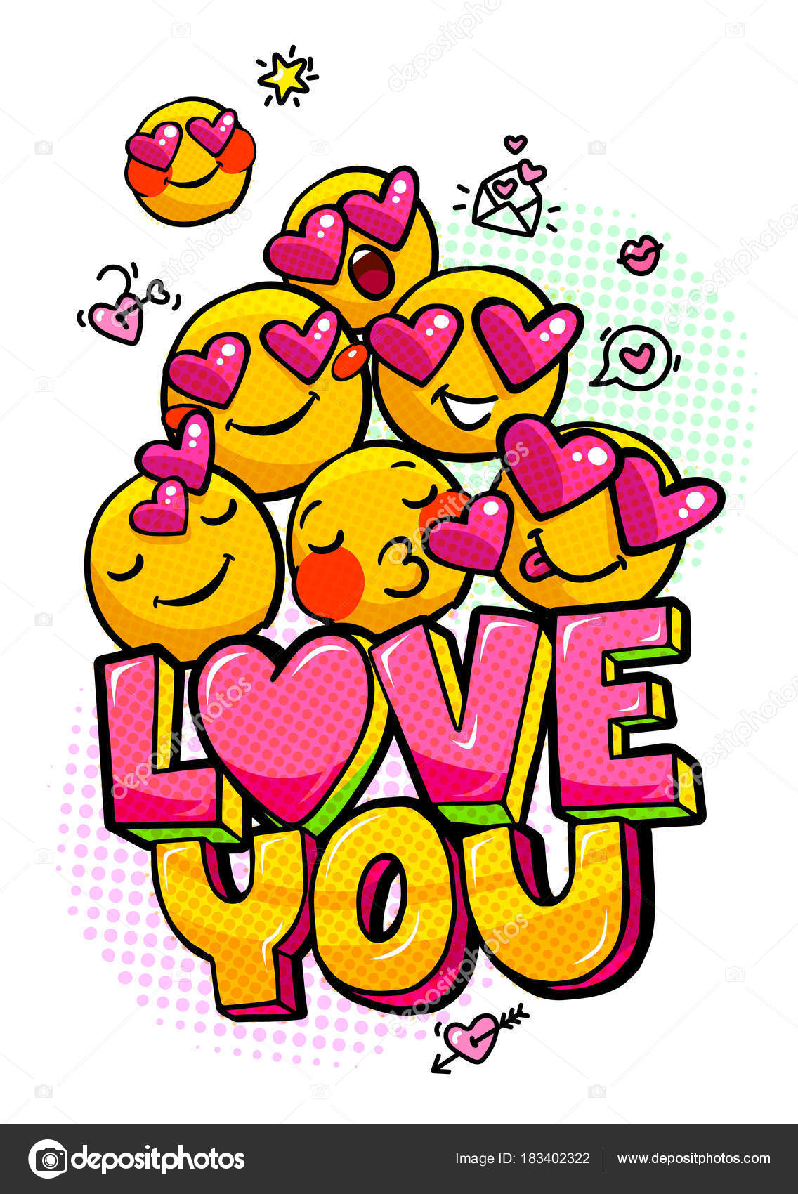 Love You Word Bubble Message Pop Art Comic Style Hand Stock Vector Image By C Vectorstory