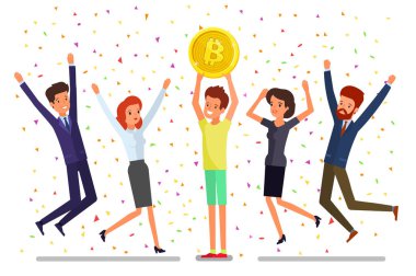 Cryptocurrency kavramı. Bitcoins bulmak için madencilik işadamı bir