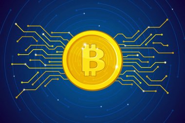 Kripto-para kavramı. Bitcoin finansal sistem. Kripto para birimi hype vektör çizim.