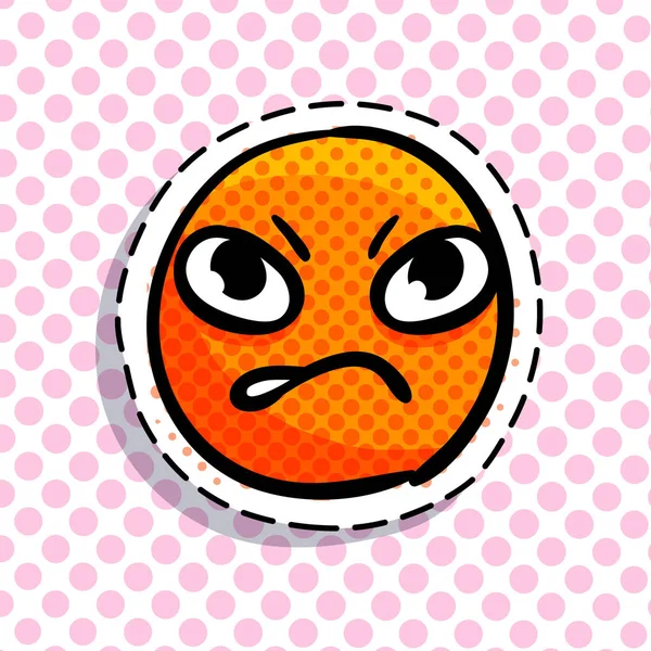 Emoji Sorriso Irritado Fundo Pontos Smail Estilo Pop Art Ilustração —  Vetores de Stock