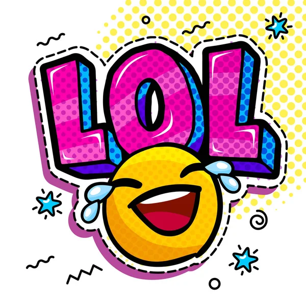 Lol Komické Bublina Srdeční Emoji Zpráva Komické Stylu Pop Art — Stockový vektor