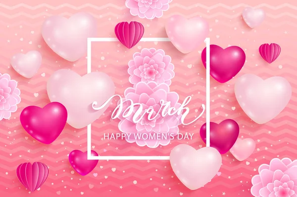 Marzo Día Internacional Mujer Tarjeta Felicitación Color Rosa Ilustración Vectorial — Vector de stock