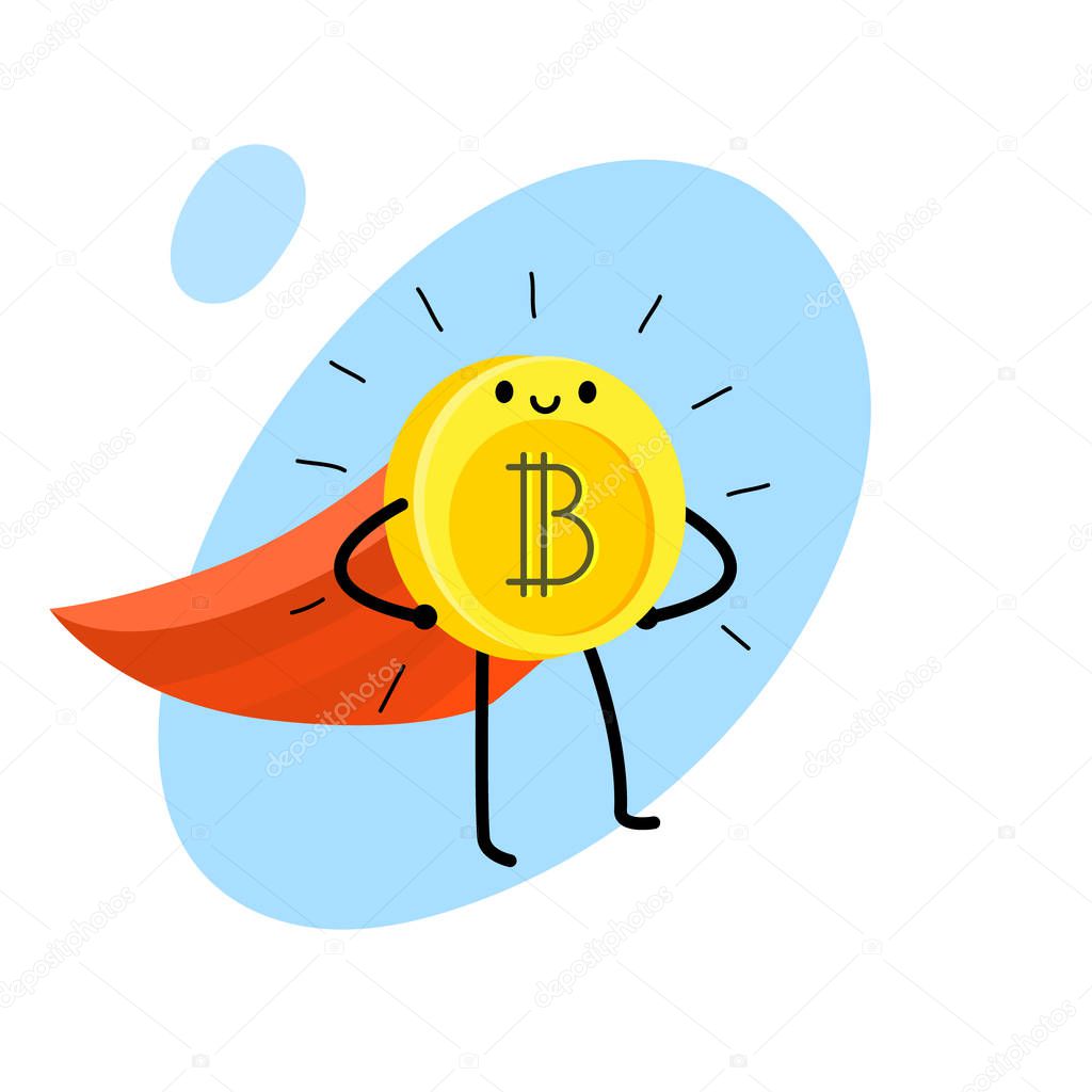 Concept Crypto Currency Cartoon Bitcoin Character Bitcoin ...