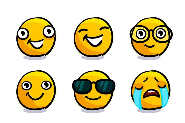 套装可爱的 emoji 表情 — 图库矢量图片
