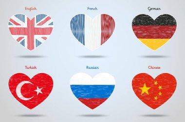  Kalplerin şeklinde bayrakları kümesi