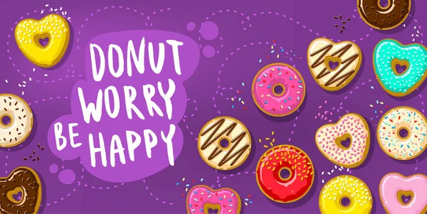 Donuts em forma de corações e círculos —  Vetores de Stock