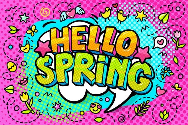 Hello, Spring word bubble. — Stock Vector