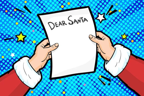 스타일의 크리스마스 인사말 산타클로스는 크리스마스 목록을 일러스트 — 스톡 벡터