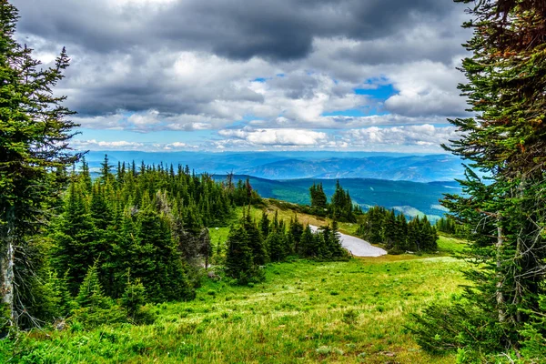 Visa av Shuswap höglandet i centrala British Columbia och en alpina äng — Stockfoto