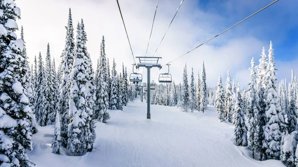 브리티시 컬럼비아, 캐나다에에서 선 봉우리 스키장의 많은 스키장의 보기 — 스톡 사진