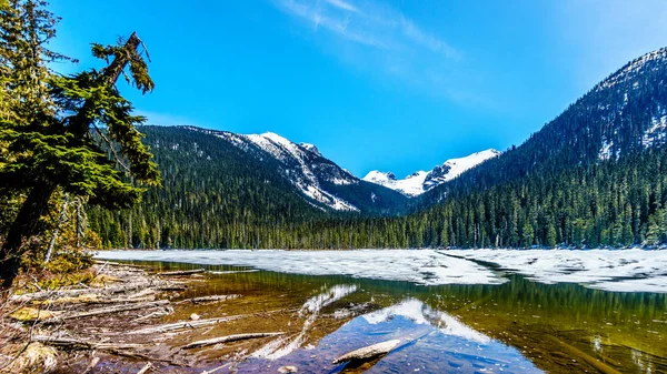 Catena montuosa costiera vicino al lago Lower Joffre nella Columbia Britannica, Canada — Foto Stock