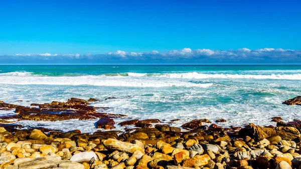 Cape of Good Hope ve Platboom Beach içinde Cape, iyi umut doğa rezerv arasında Atlantik Okyanusu kayalık kıyı — Stok fotoğraf