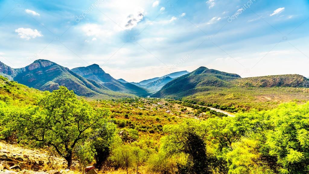 View of the Valley of the Elephant with the village of Twenyane along the Olifant River in Mpumalanga Province in northern South Africa