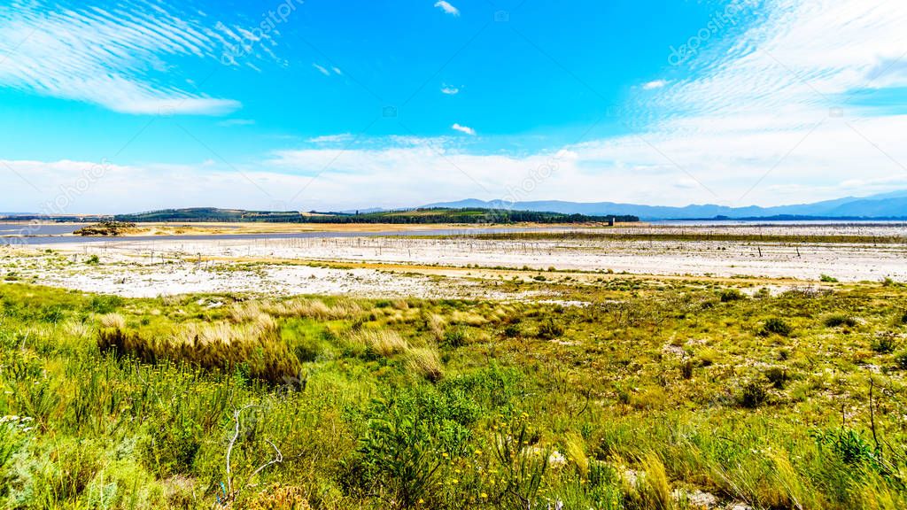 Extremely low water level in the Theewaterkloof Dam or TWK Dam due to extensive drought. The dam is a major reservoir for the water supply for the Cape Town area