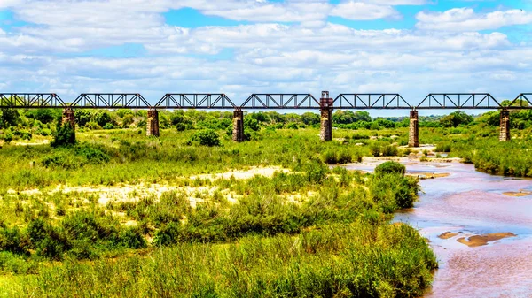 Railway Truss Bridge Sabie River Skukuza Rest Camp Kruger National — Stock Photo, Image