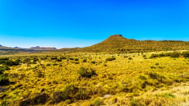  Sonsuz geniş açık manzara mavi gökyüzü altında Güney Afrika Devlet ve Eastern Cape ilde yarı çöl Karoo bölge