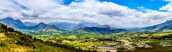 Widok Panorama Dolinę Franschhoek Zachodniej Prowincji Przylądkowej Republiki Południowej Afryki — Zdjęcie stockowe