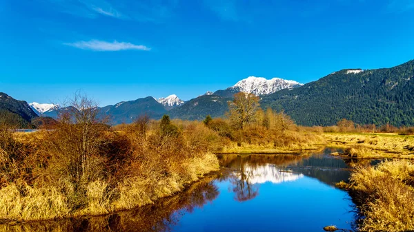 Yansımalar Kar Golden Kulak Dağ Kenar Tepe Nin Pitt Strand — Stok fotoğraf