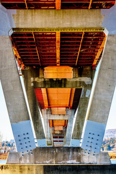 Steel Concrete Structure Mission Bridge Fraser River Highway Abbotsford Mission — Stock Photo, Image