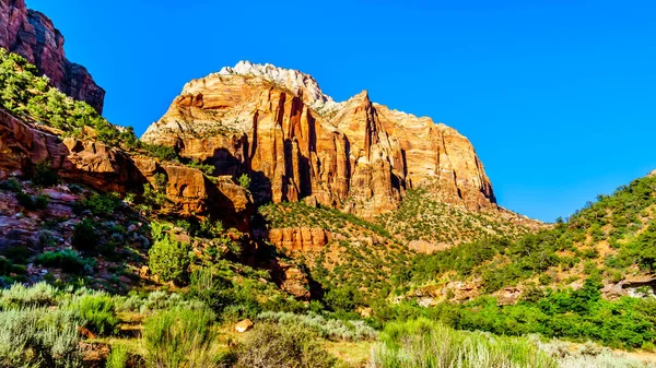 Solnedgång Över Oländiga Sandstensbergen Zion National Park Utah Usa Sett — Stockfoto
