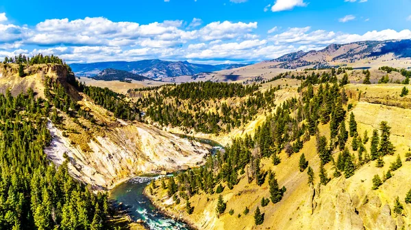 Vista Desde Calcite Springs Vista Del Río Yellowstone Mirador Encuentra — Foto de Stock