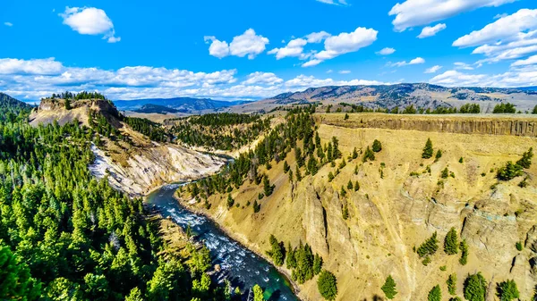 Blick Von Den Kalzitquellen Auf Den Yellowstone River Der Blick — Stockfoto